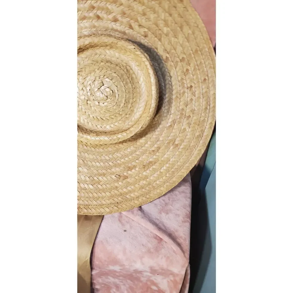 1950s Vintage Wide Brim Straw Beach Garden Hat Happy Capper Field Co. LA Taupe